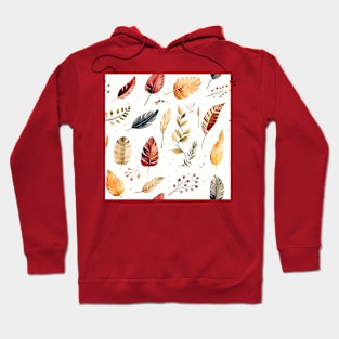 Feathers and leaves in watercolors Hoodie